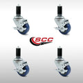 Blue Polyurethane Caster with Expanding Stem and Brake, Set of 4 T7268