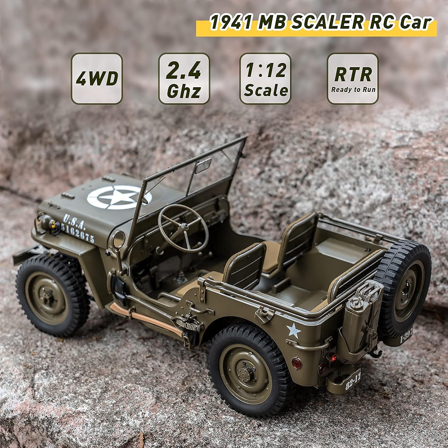 1/12 1941 MB Scaler RC Jeep Rock Crawler with LED Lights P896