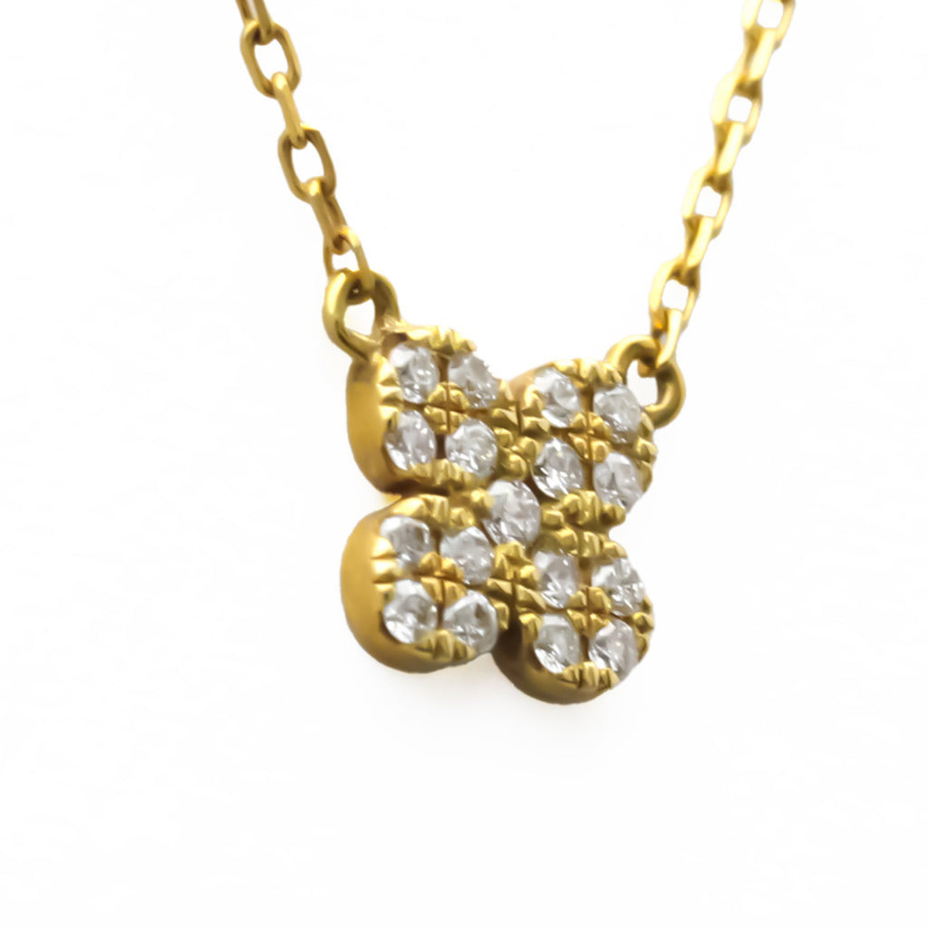 18K Yellow Gold Diamond Pendant Necklace K353