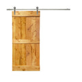 Solid Colonial Maple Stained Pine Wood Interior Sliding Barn Door with Hardware Kit L106579