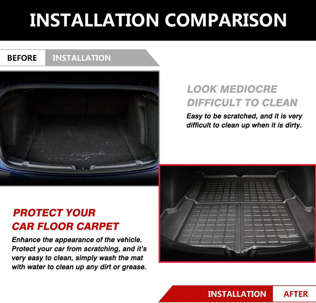 3D Rear Cargo Liner Trunk TPE Waterproof Mat Pack of 2 P834