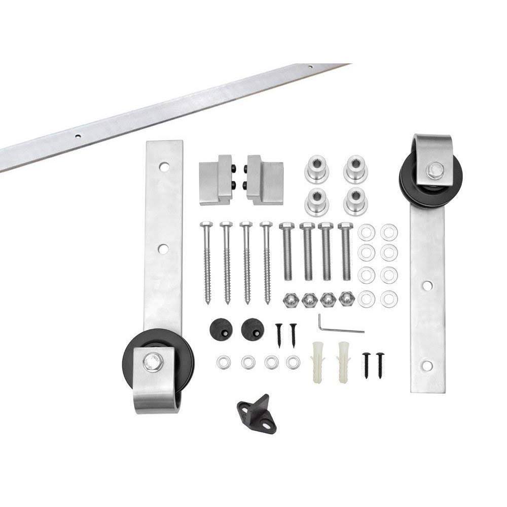Solid Colonial Maple Stained Pine Wood Interior Sliding Barn Door with Hardware Kit L106579
