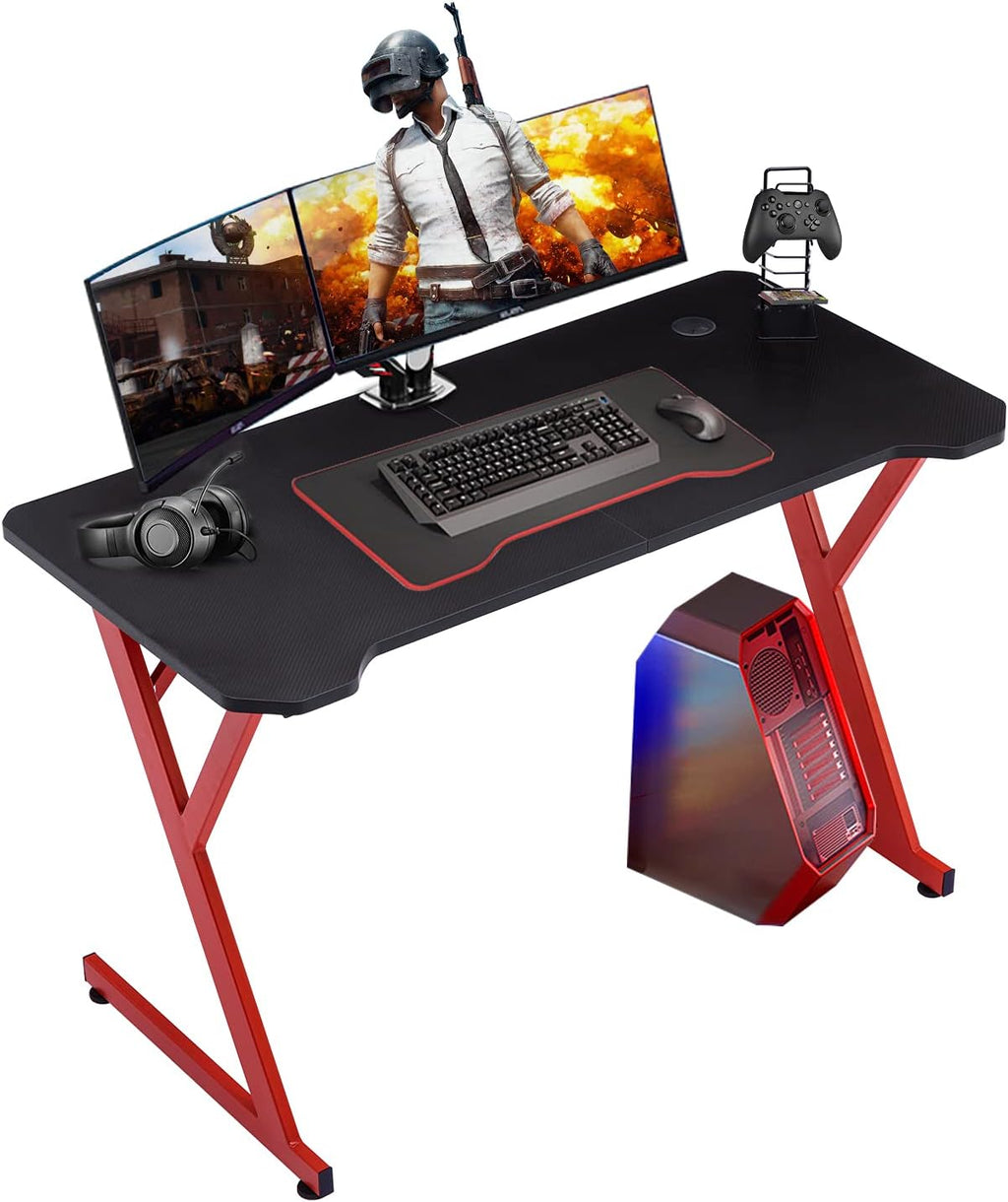 47 Ergonomic Z Shape Computer Desk with Carbon Fiber Surface N171974