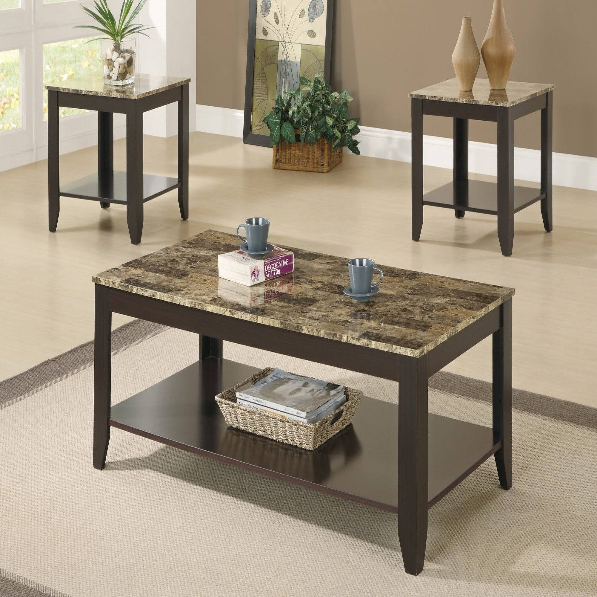 Marble Look Top Table Set 3pcs A639158
