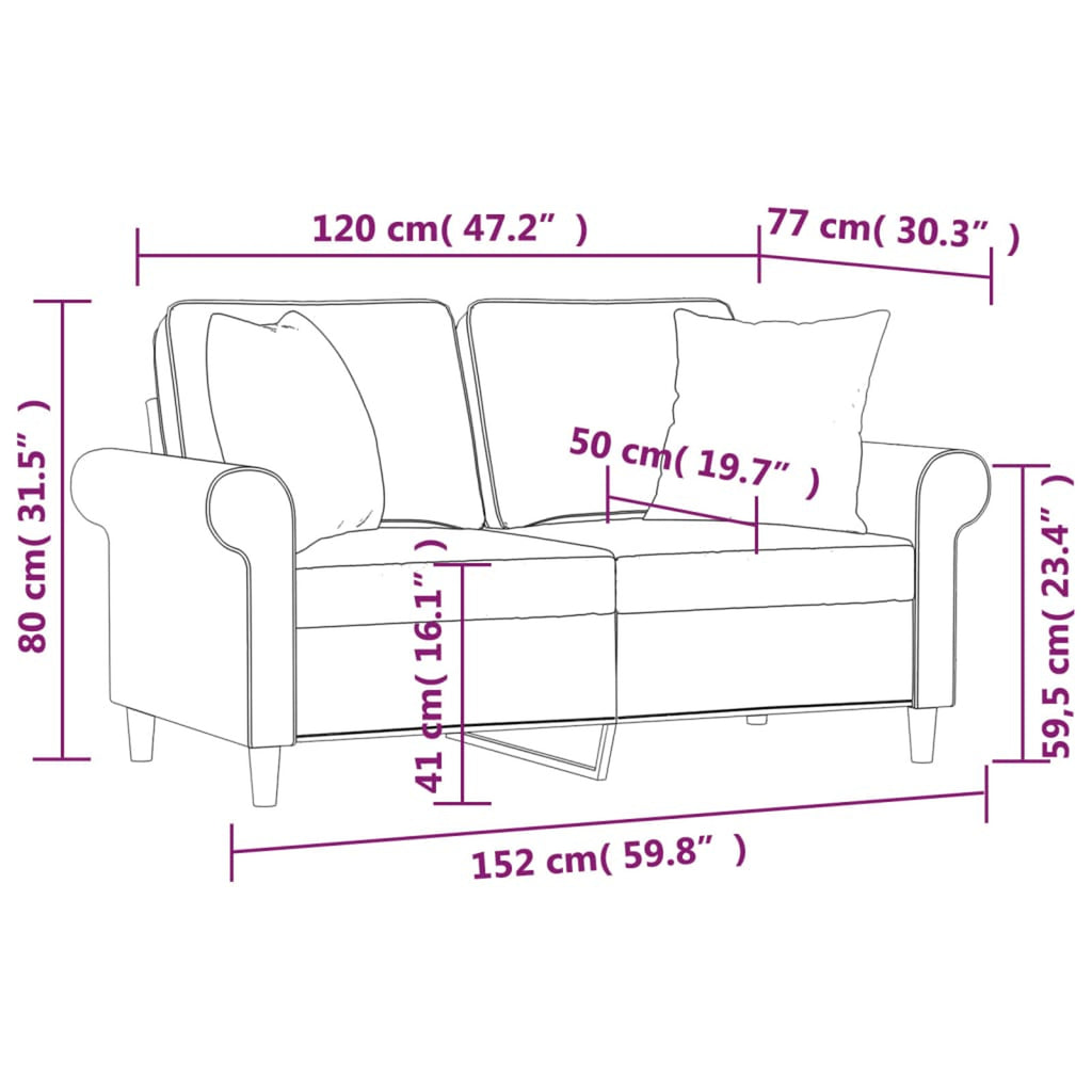 Gray 47.2" Fabric 2-Seater Sofa Q36477