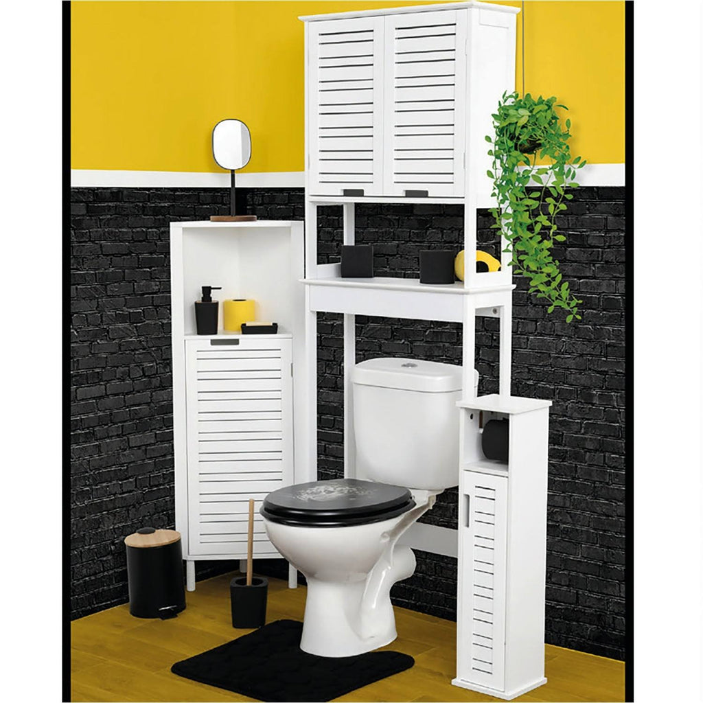 White Louver Door Bathroom Corner Cabinet Z5874
