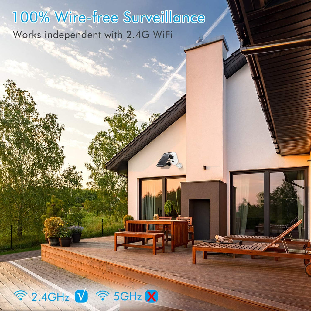 Outdoor Solar Security Camera Wireless 1080P Rechargeable Battery Powered WiFi Camera 2 Way Audio HD Video Wirefree IP Camera Motion Alarm Home Surveillance Camera System X86148