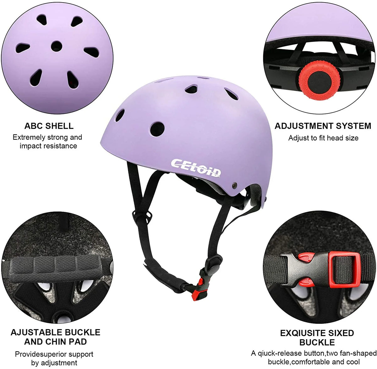 Kids Bike Helmet Adjustable Multi Sport Violet V62242