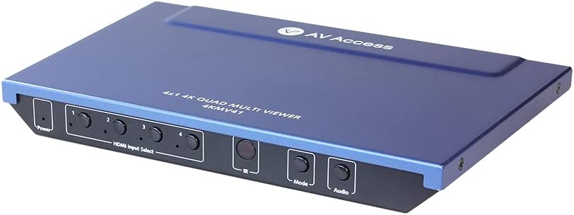 4x1 4K HDMI Multiviewer Switch Screen Divider with Seamless Switching, 4K/1080p HDMI Out, Split Screen, IR Extension Remote + RS232 Control T4491
