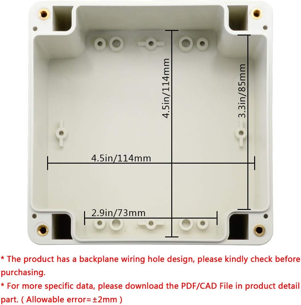ABS Plastic IP65 Electrical Enclosure Box Grey with Clear Cover 4.7 x 4.7 x 3.5 inch Pack of 2 N924
