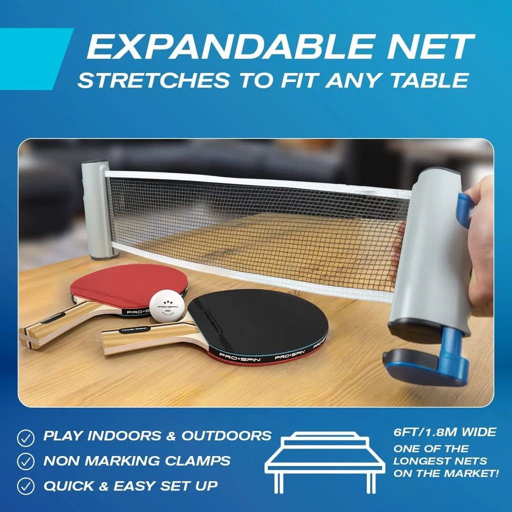 Portable Ping Pong Set with Retractable Net, 4-Player Set N8367