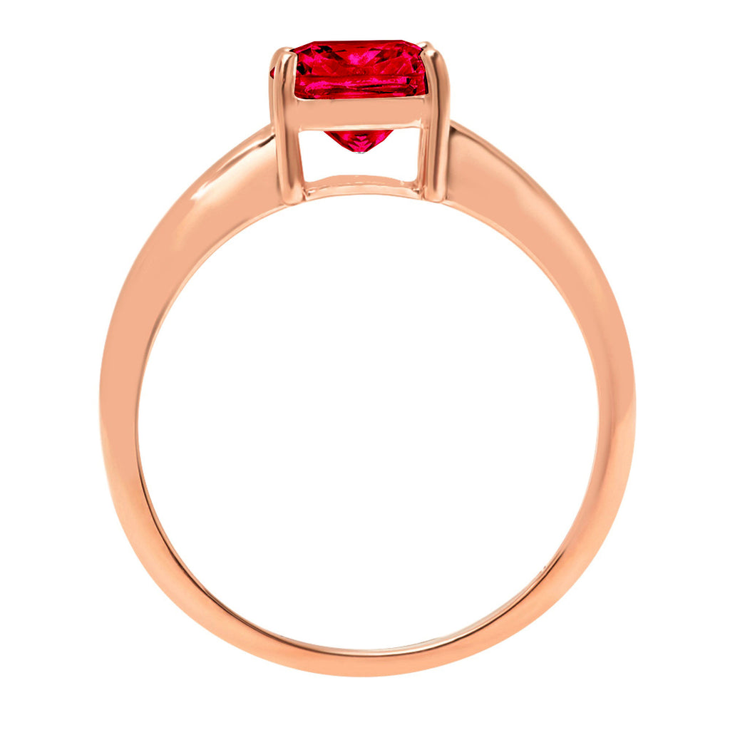 Cushion Cut Red Simulated Ruby 14k Rose Gold Ring Size 10.5 B773