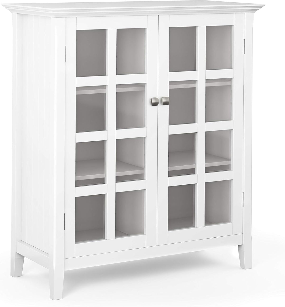Solid Wood 39 inch Wide Storage Cabinet in Black with 2 Tempered Glass Doors and 4 Adjustable Shelves Z464