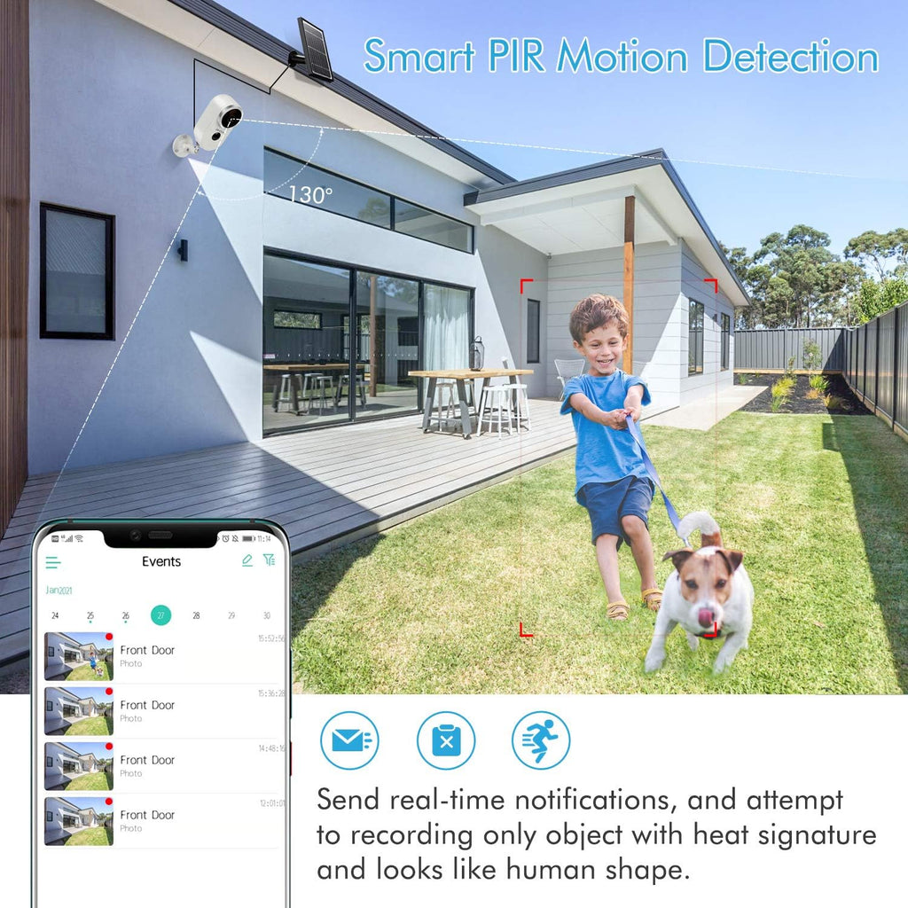 Outdoor Solar Security Camera Wireless 1080P Rechargeable Battery Powered WiFi Camera 2 Way Audio HD Video Wirefree IP Camera Motion Alarm Home Surveillance Camera System X86148