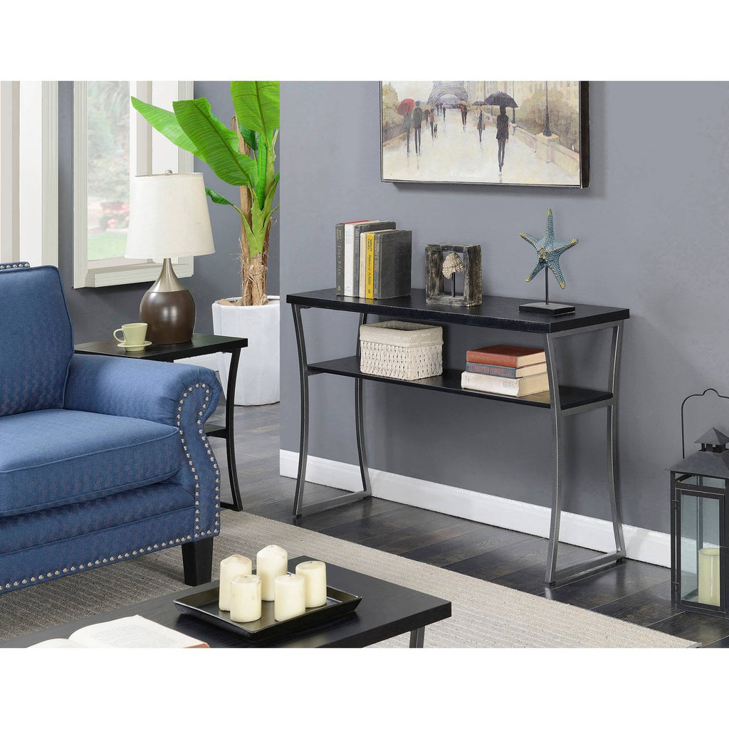 Black Woodgrain/Gray Console Table T6004