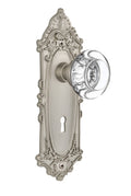 Victorian Round Crystal Glass Door Knob, Satin Nickel U687193
