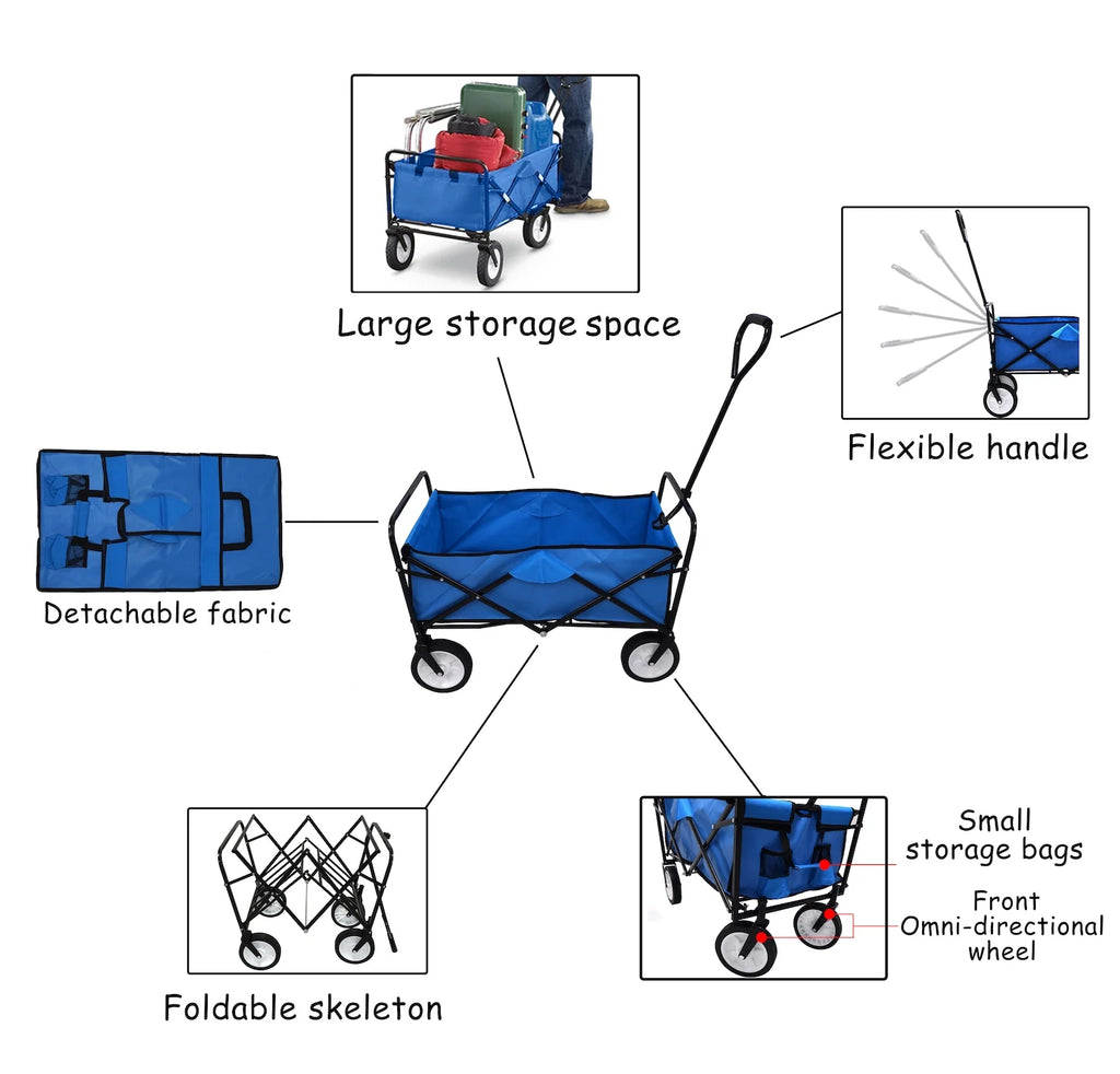 Blue Collapsible Outdoor Utility Wagon Cart Z7660