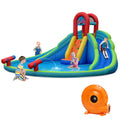 Inflatable Bounce House Water Splash Pool Dual Slide Climbing Wall H290