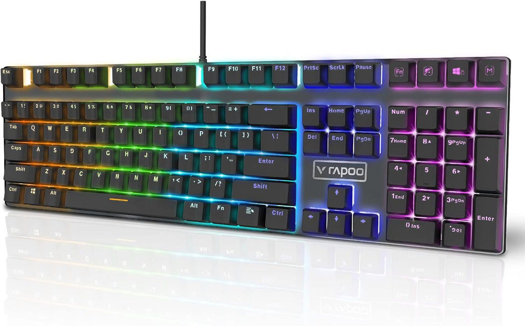 V700RGB LED Alloy Backlit Wired Mechanical Gaming Keyboard with Blue Switches, Braided Fiber Cable, Pack of 2 Y35436