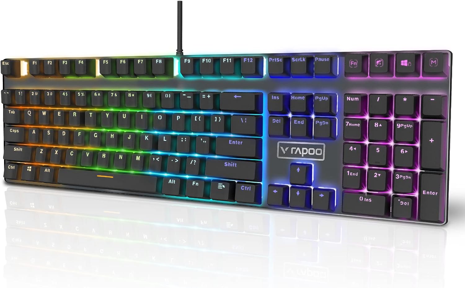 V700RGB LED Alloy Backlit Wired Mechanical Gaming Keyboard with Blue Switches, Braided Fiber Cable, Pack of 2 Y35436