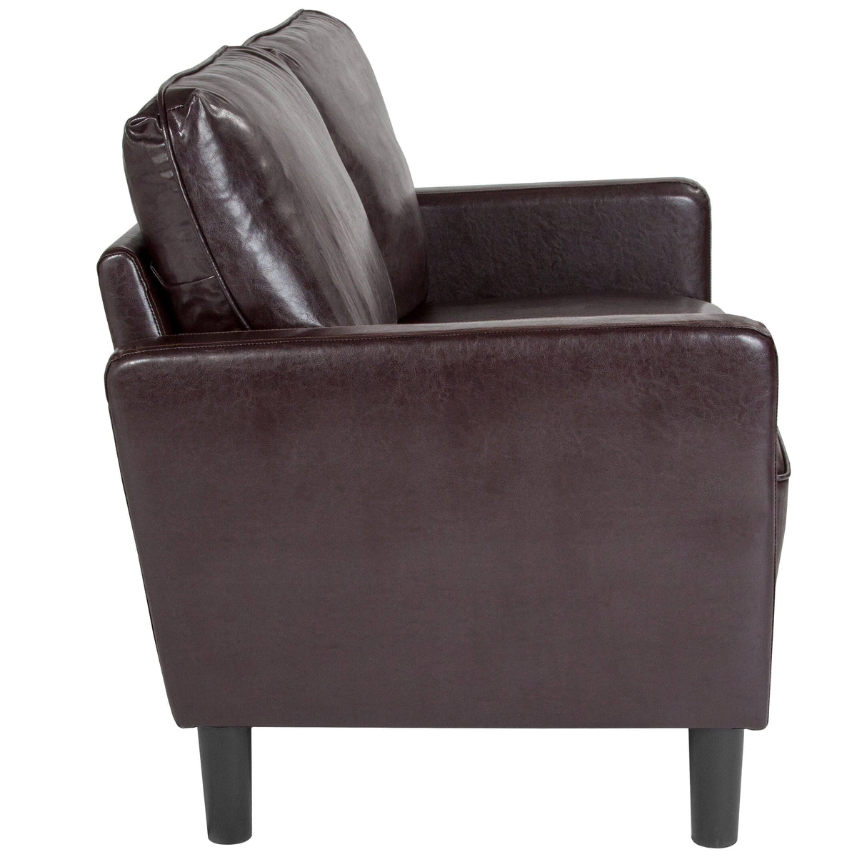 Brown Leather Straight Arm Loveseat A815738