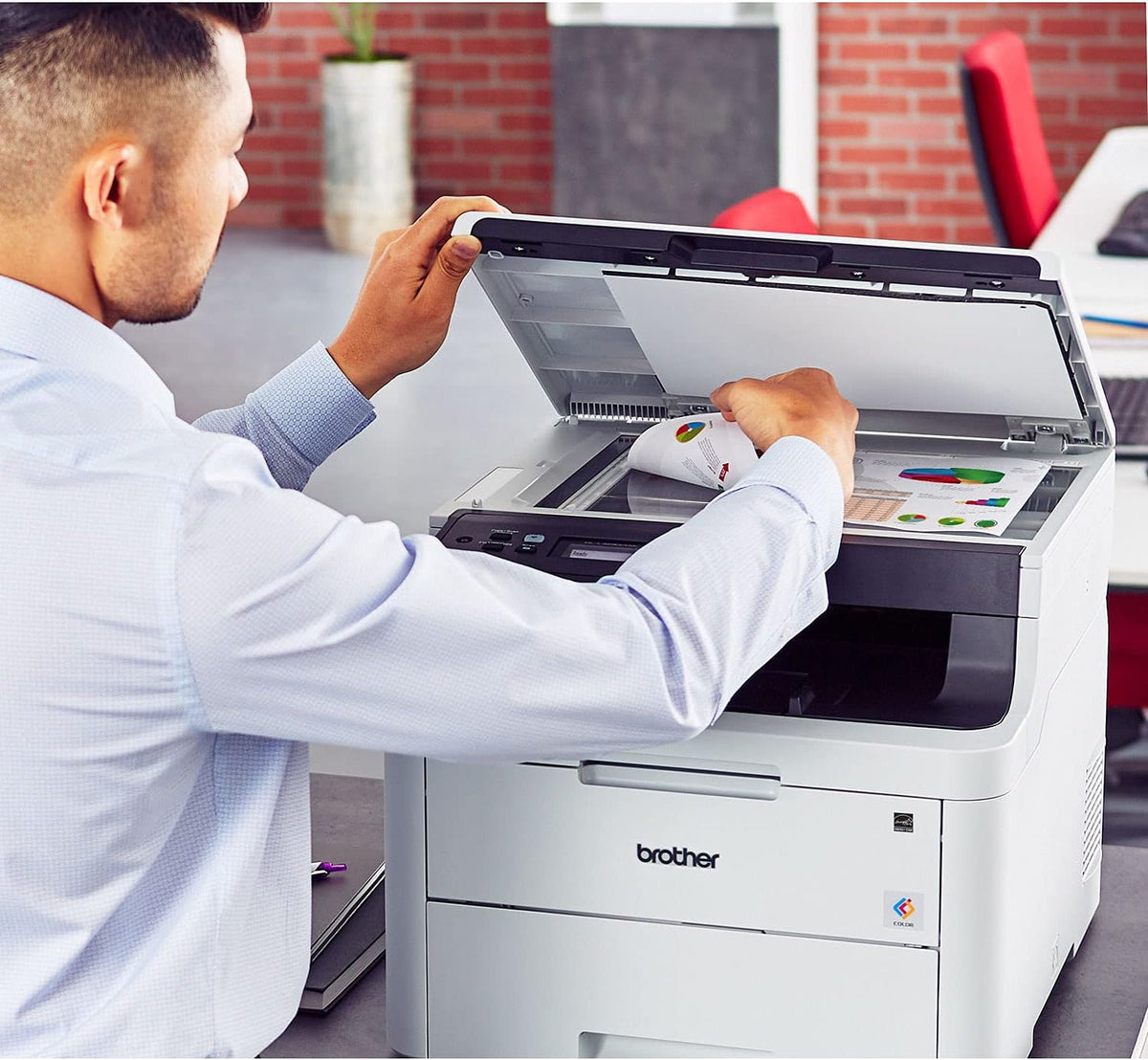 Compact Digital LED Color All-in-One Printer with Flatbed Copy & Scan, Wireless Duplex Printing, 25 ppm, 600x2400 dpi J836
