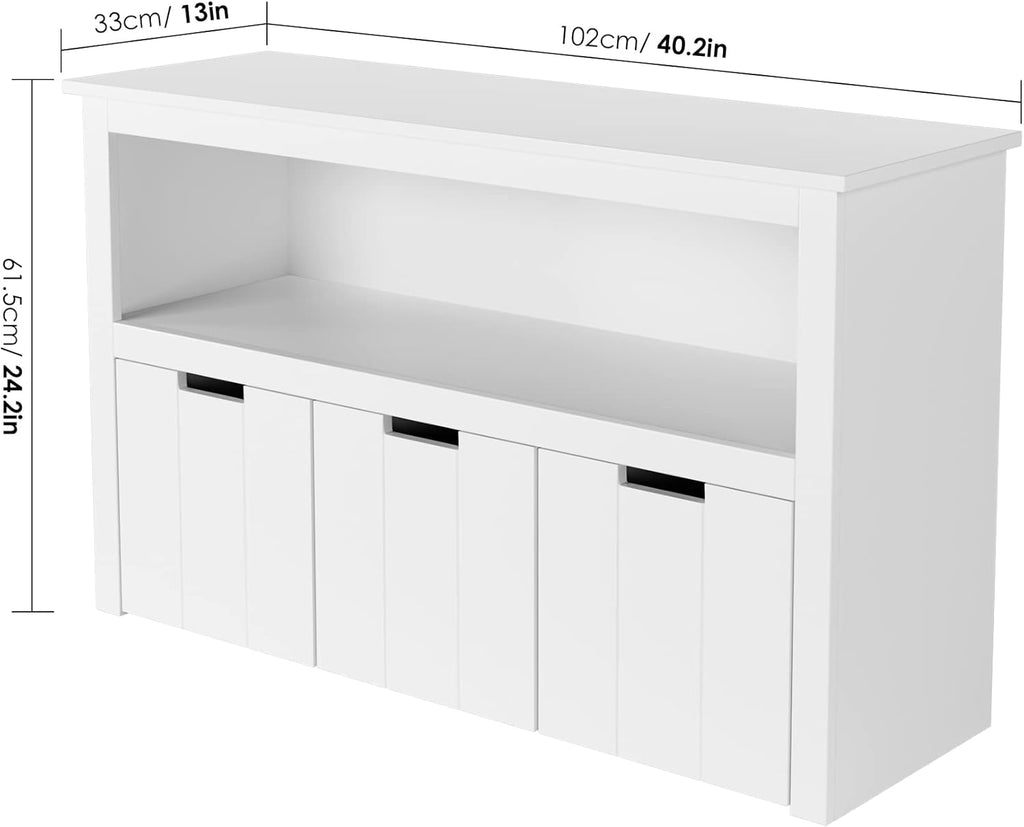 3 Drawers Floor Storage Chest with Wheels and Shelf Q297