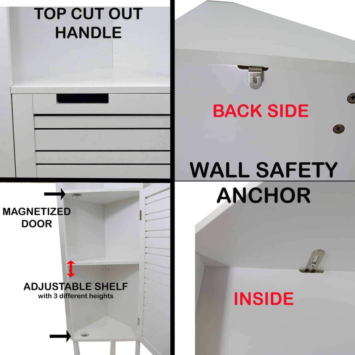 White Louver Door Bathroom Corner Cabinet Z5874