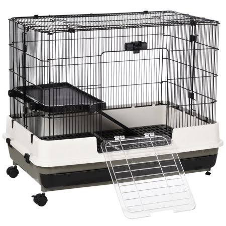 Black 2-tier Rolling Small Animal Cage B418449