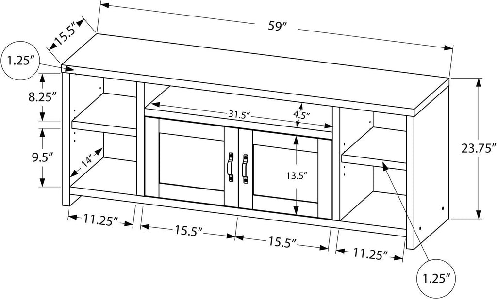Entertainment Center TV Stand with 2 Storage Cabinets and 5 Shelves E866