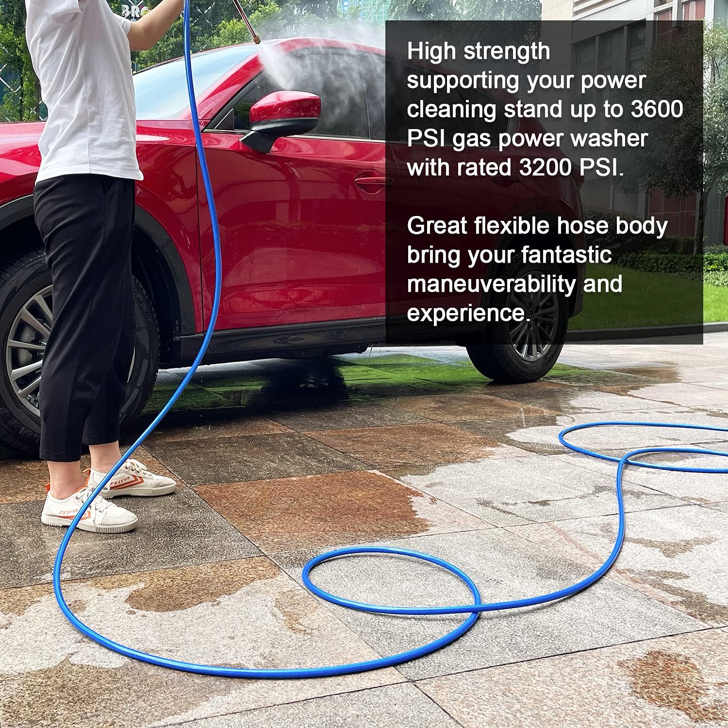 Ultra Flexible Pressure Washer Hose 3200 PSI 1/4” x 50 ft. Pack of 2 V377104