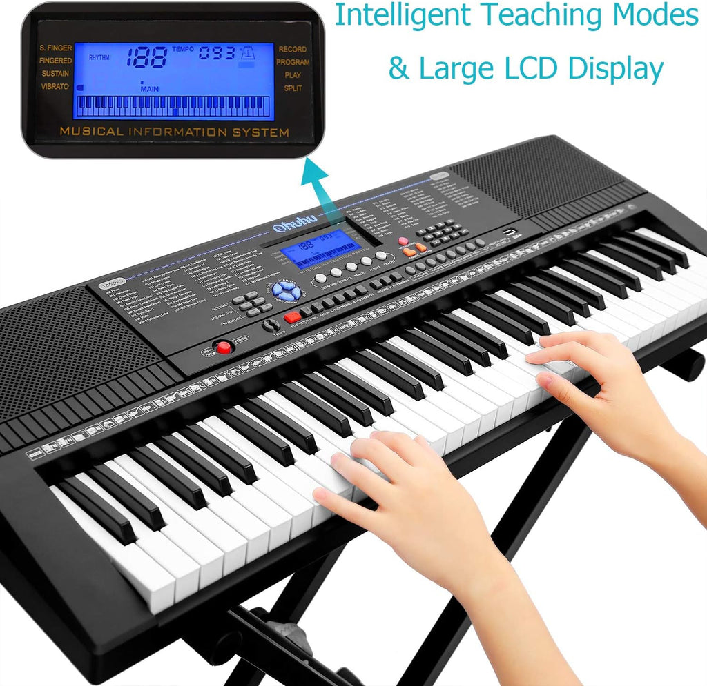 61 Keys Electric Keyboard Piano with Headphone Jack, USB Port, Teaching Modes T369