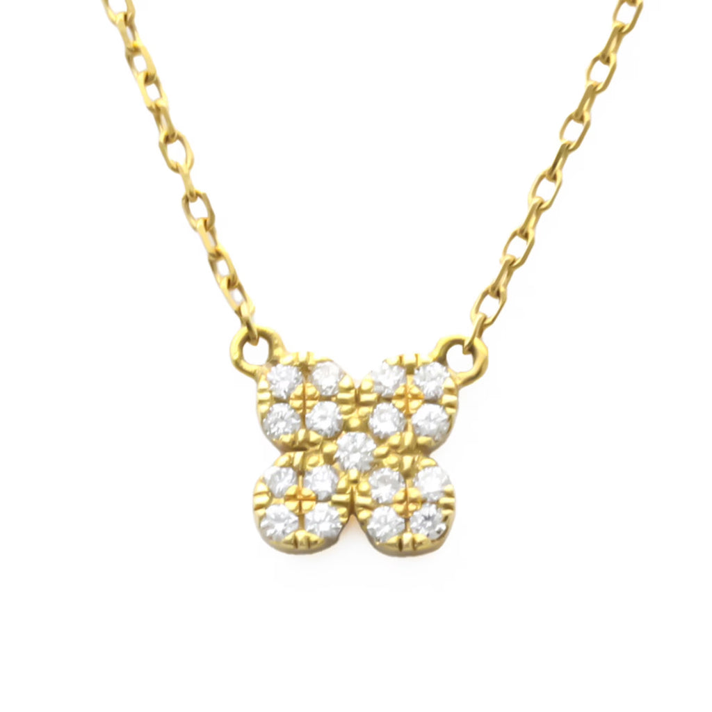 18K Yellow Gold Diamond Pendant Necklace K353