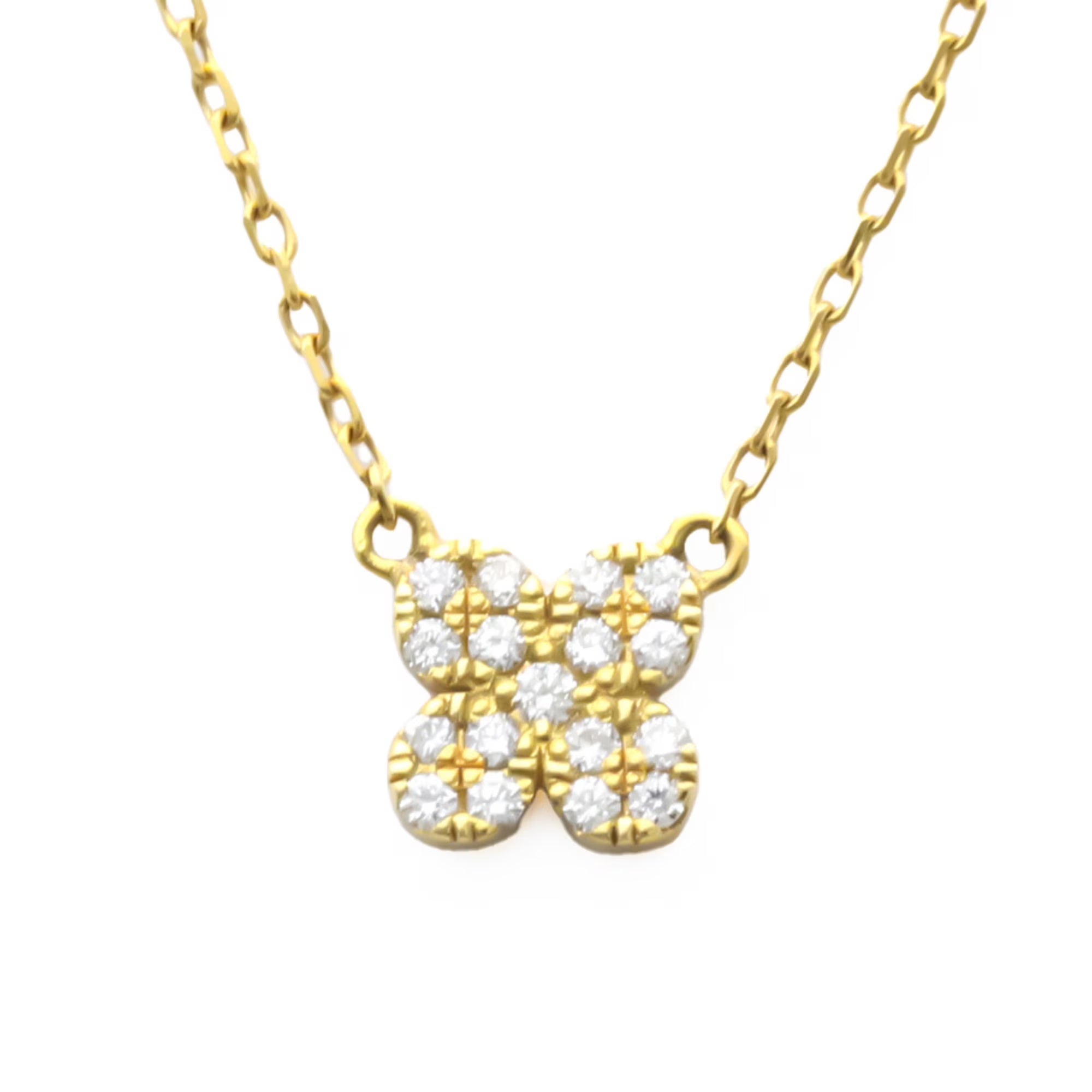18K Yellow Gold Diamond Pendant Necklace K353