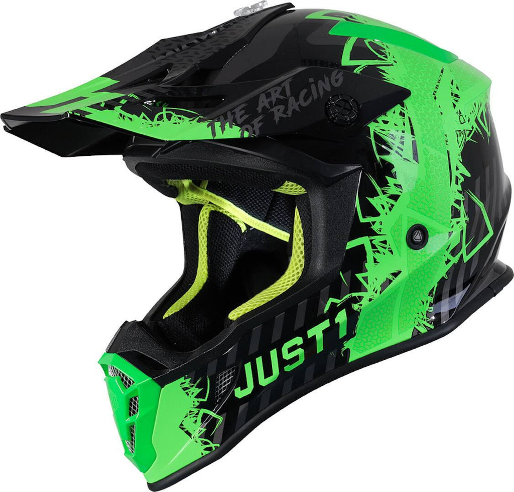 Black-Green Motocross Helmet I67494