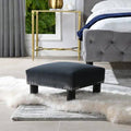 Steel Gray Velvet Square Footstool Ottoman B452355