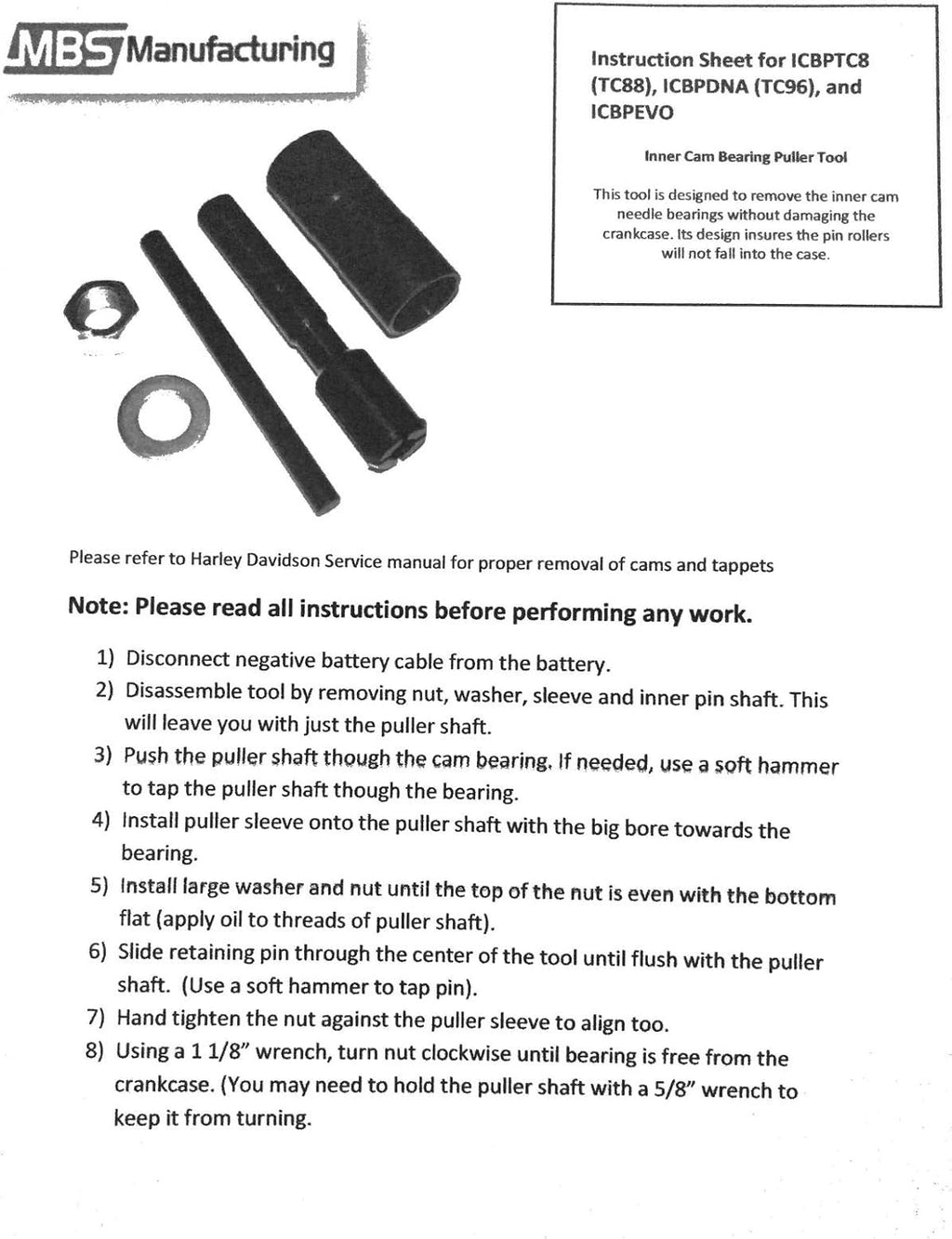Inner Cam Bearing Installer & Puller E266