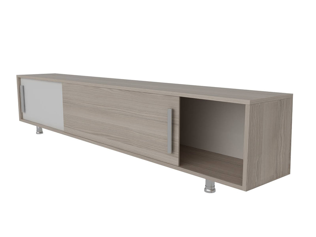 White TV Stand and Media Console with Two Large Cabinets J159803