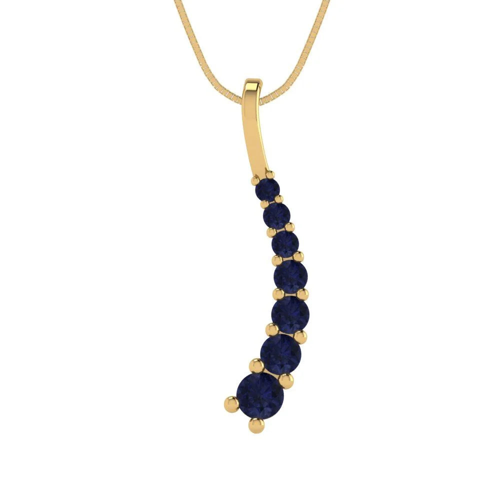 14k Yellow Gold Blue Sapphire Pendant with 18" Chain Q98052