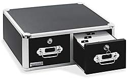 Black 4 x 6 Double Drawer Index Card Cabinet Y7364