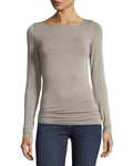 Soft Touch Marrow-Edge Long-Sleeve Top Stone K6443