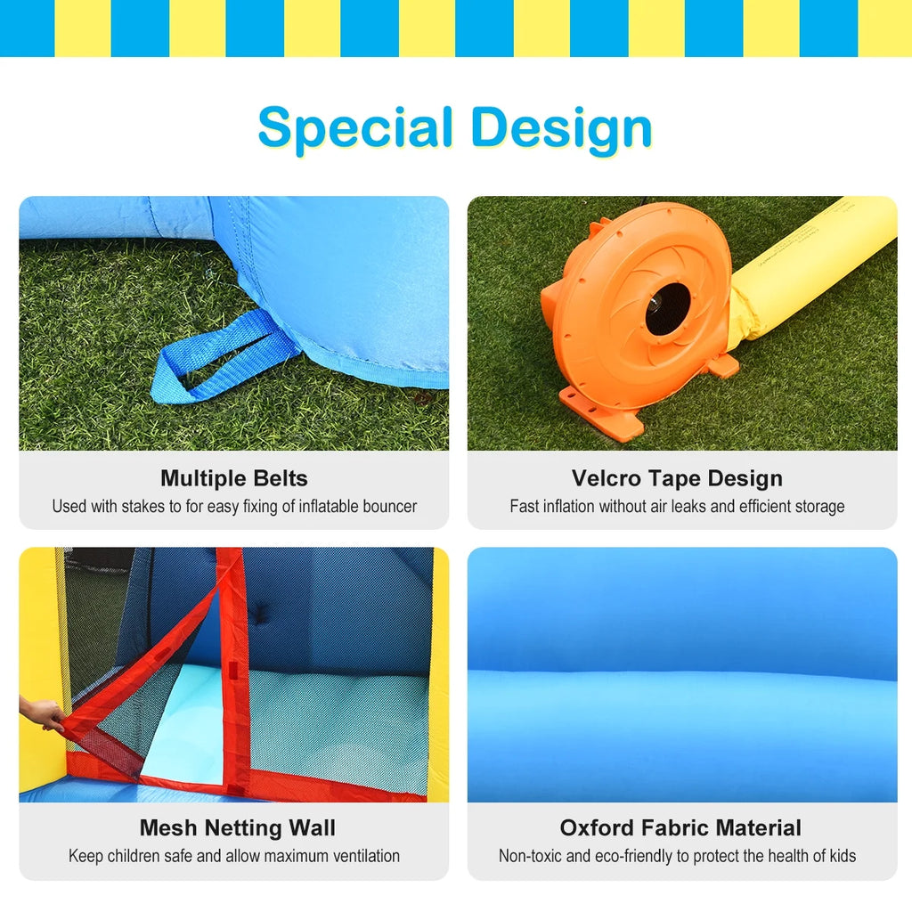 Inflatable Bounce House Slide Bouncer Kids Castle Jumper with Balls & 780W Blower J94499