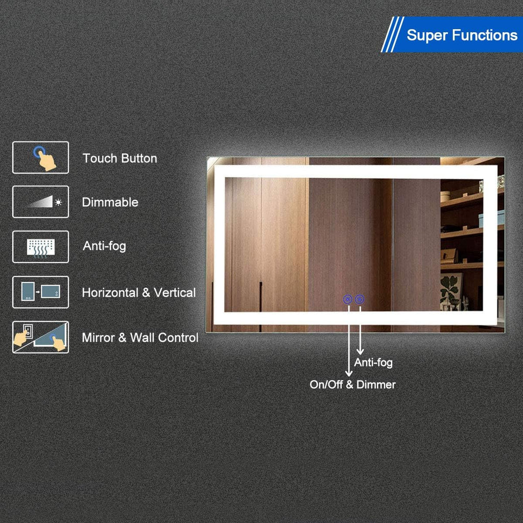Dimmable LED Bathroom Mirror with Anti-Fog and Bluetooth Function B50274