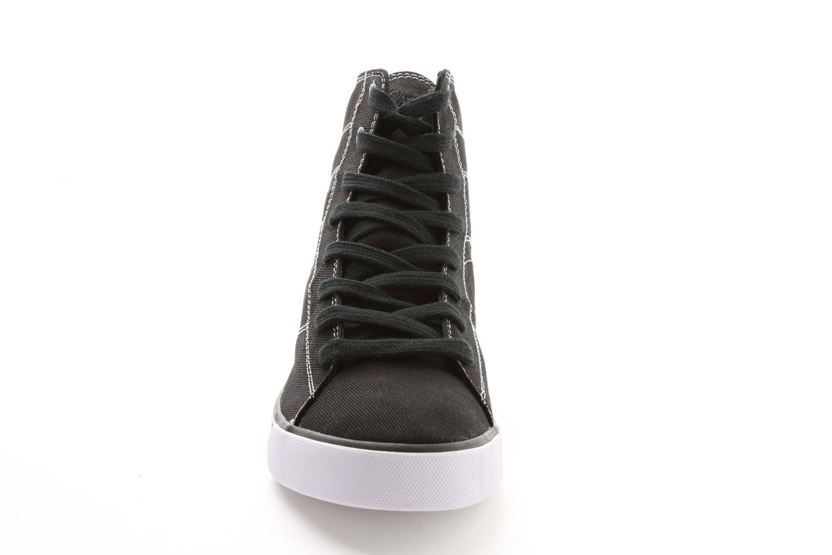 Black / Red Stretch Canvas High Tops V740