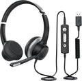 USB Headset with Noise Canceling Microphone, 3.5mm Wired, On-Ear J399
