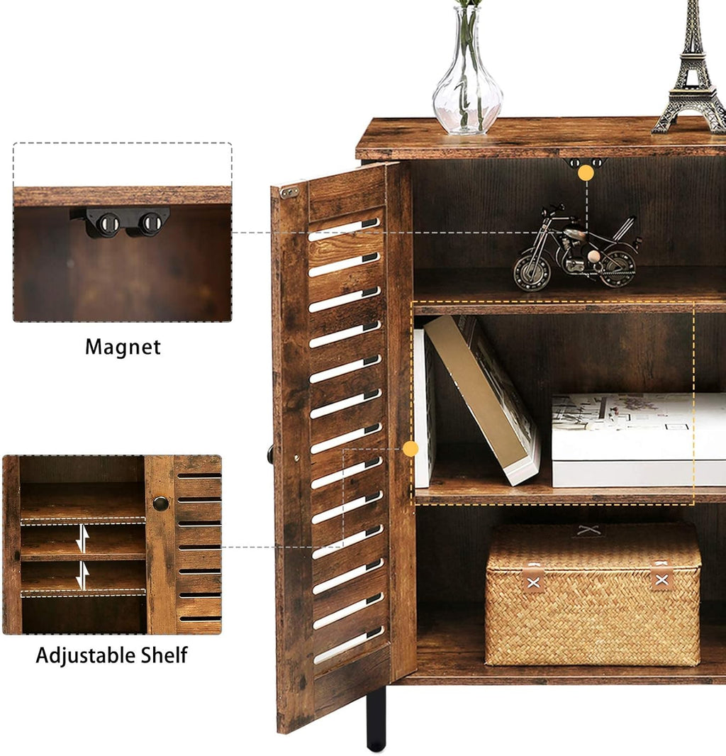 Rustic Brown Bathroom Cabinet with 2 Adjustable Shelves F2606
