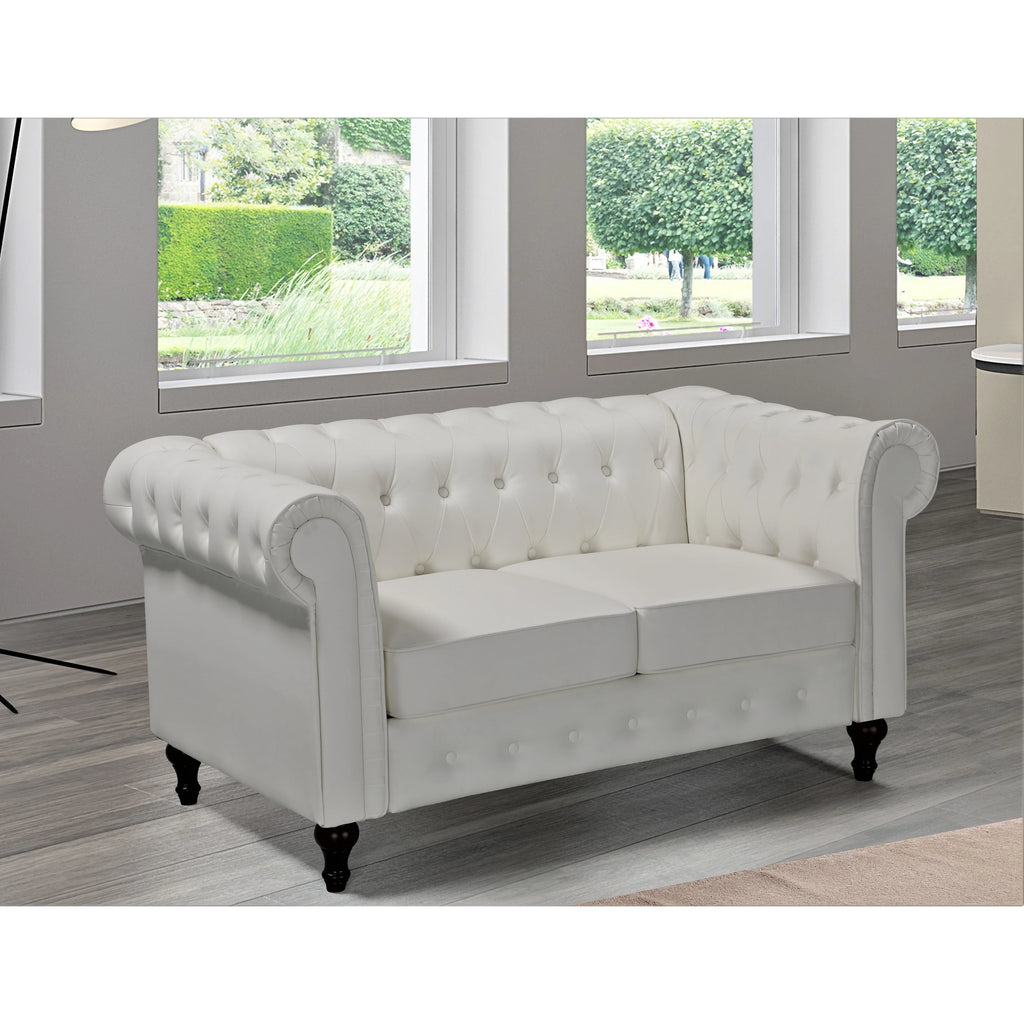 Black Faux Leather Chesterfield Loveseat X2544
