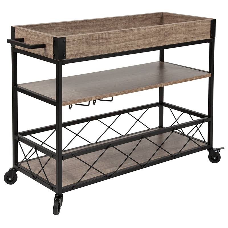 Light Oak Mobile Serving Cart D18463