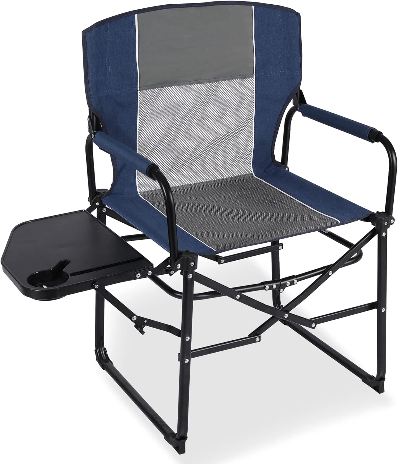 Blue Camping Folding Chair with Side Table and Cup Holder N25596