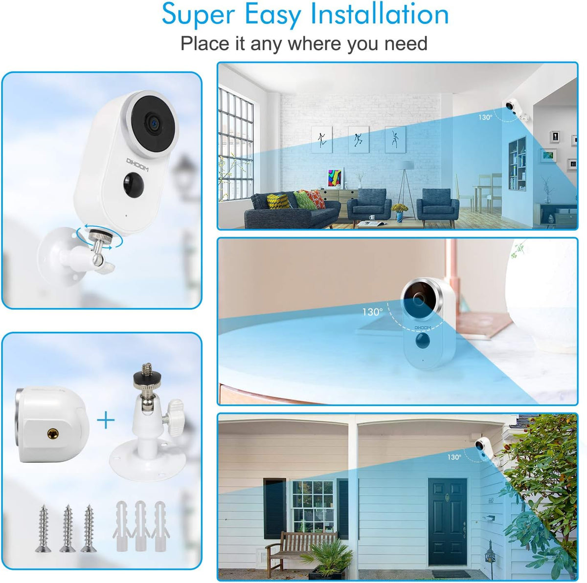 Outdoor Solar Security Camera Wireless 1080P Rechargeable Battery Powered WiFi Camera 2 Way Audio HD Video Wirefree IP Camera Motion Alarm Home Surveillance Camera System X86148